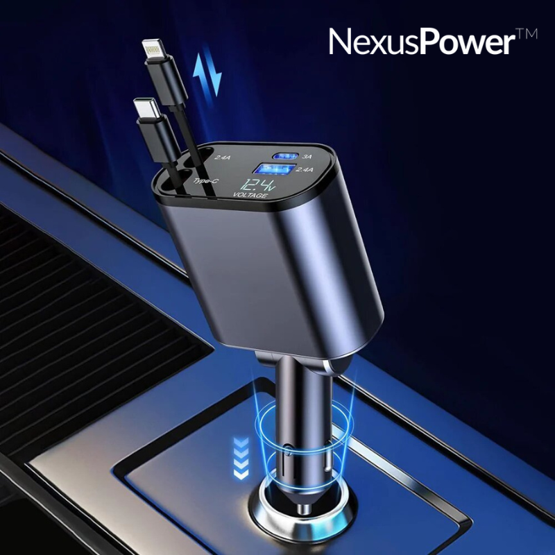 NexusPower™ - Cargador retráctil superrápido 4 en 1 